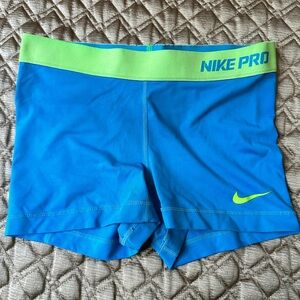 Nike Spandex Shorts blue with green band